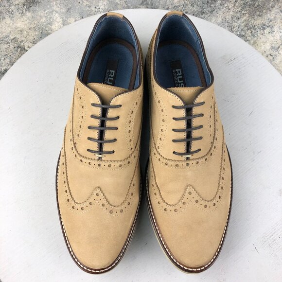RUSH by Gordon Rush Men's Size 9 Jarvis Tan Brown Genuine Leather Oxford Shoes - Picture 3 of 13